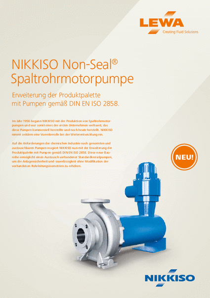 NIKKISO Non-Seal Spaltrohrmotorpumpe DIN ISO 2858 (DE)